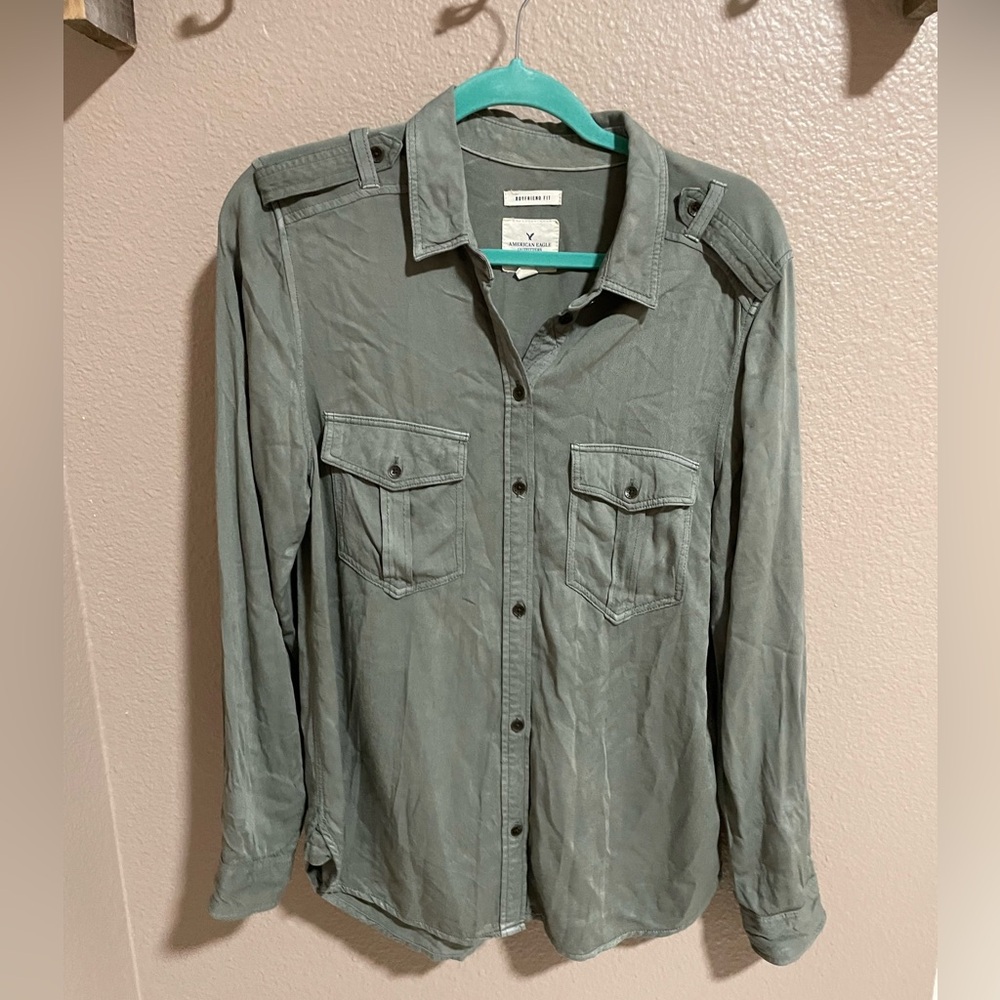 Women’s  Casual army Green Shirt Jacket Shacket